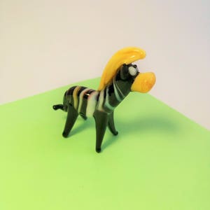 ArtGlass Gift Glass Figurine Zebra Lampworking Sculpture Collectible  Handmade Miniature