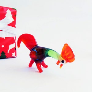 Art Glass Gift Glass Figurine  Animals Rooster Lampworking  Christmas gift Gift for kids Handmade Miniature