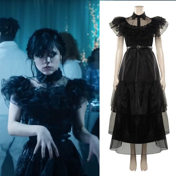 Churgigi Robe Mercredi Addams Enfant Wednesday Addams Dress Costume