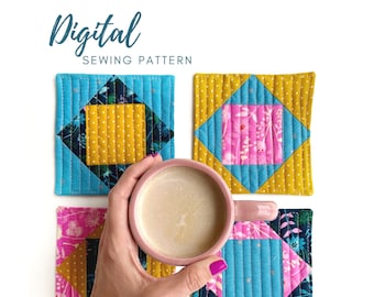 Coffee Break Coasters: PDF Sewing Pattern Digital Download