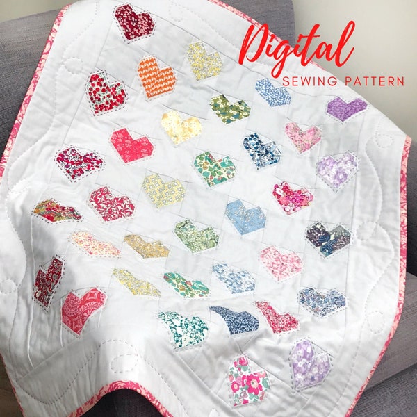 Sweet Heart of Mine Quilt Baby: PDF Sewing Pattern Digital Download