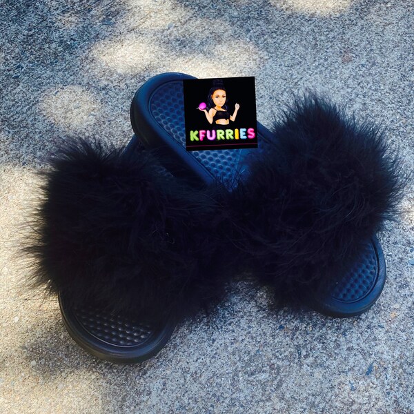 mens fur slides