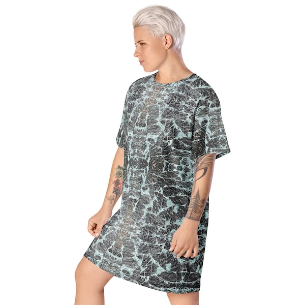 Broken Glass Tshirt Dress - Silky Smooth and Comfy Oversized Style for Casual Outings, Perfect for Day-to-Day Wear