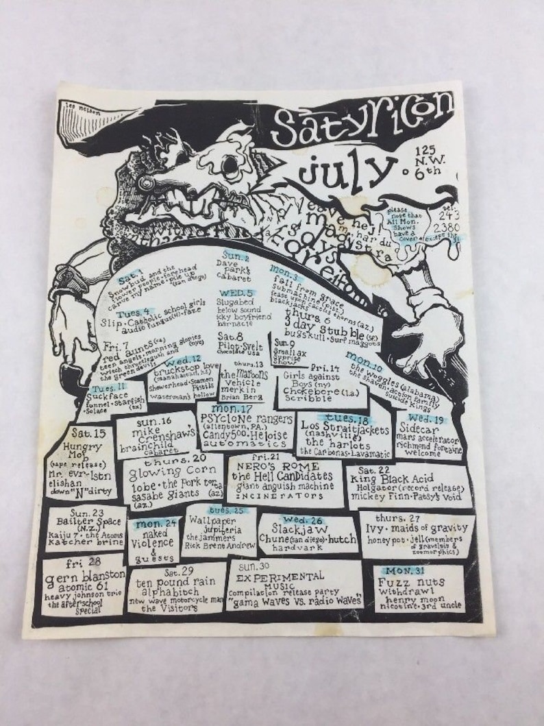 Vintage Posters Grunge Punk Rock Various Bands 1980s /& 1990s Various Locations
