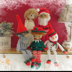 Santa Claus, Gnome, Elf, Angel, Snowman/Set of Christmas crochet patterns, Amigurumi PDF only