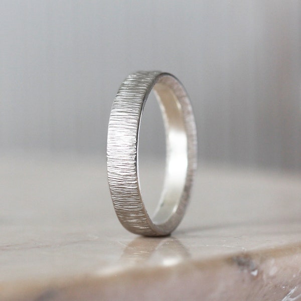 Sunshine Hammered 925 Silver Band, 5mm or 3mm, Custom Engraving, Handmade Sterling Silver Ring for Men, His and Hers Wedding Ring