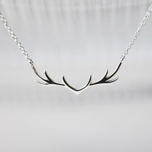 My Deer Antler Minimal Necklace, 925 Sterling Silver Chain, Delicate Buck Horn, Elegant Pendant, Gift for her, Baby Shower, Mother's Day