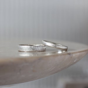 Sunshine Hammered 925 Silver Band, 5mm or 3mm, Custom Engraving, Handmade Sterling Silver Ring for Men, His and Hers Wedding Ring image 5