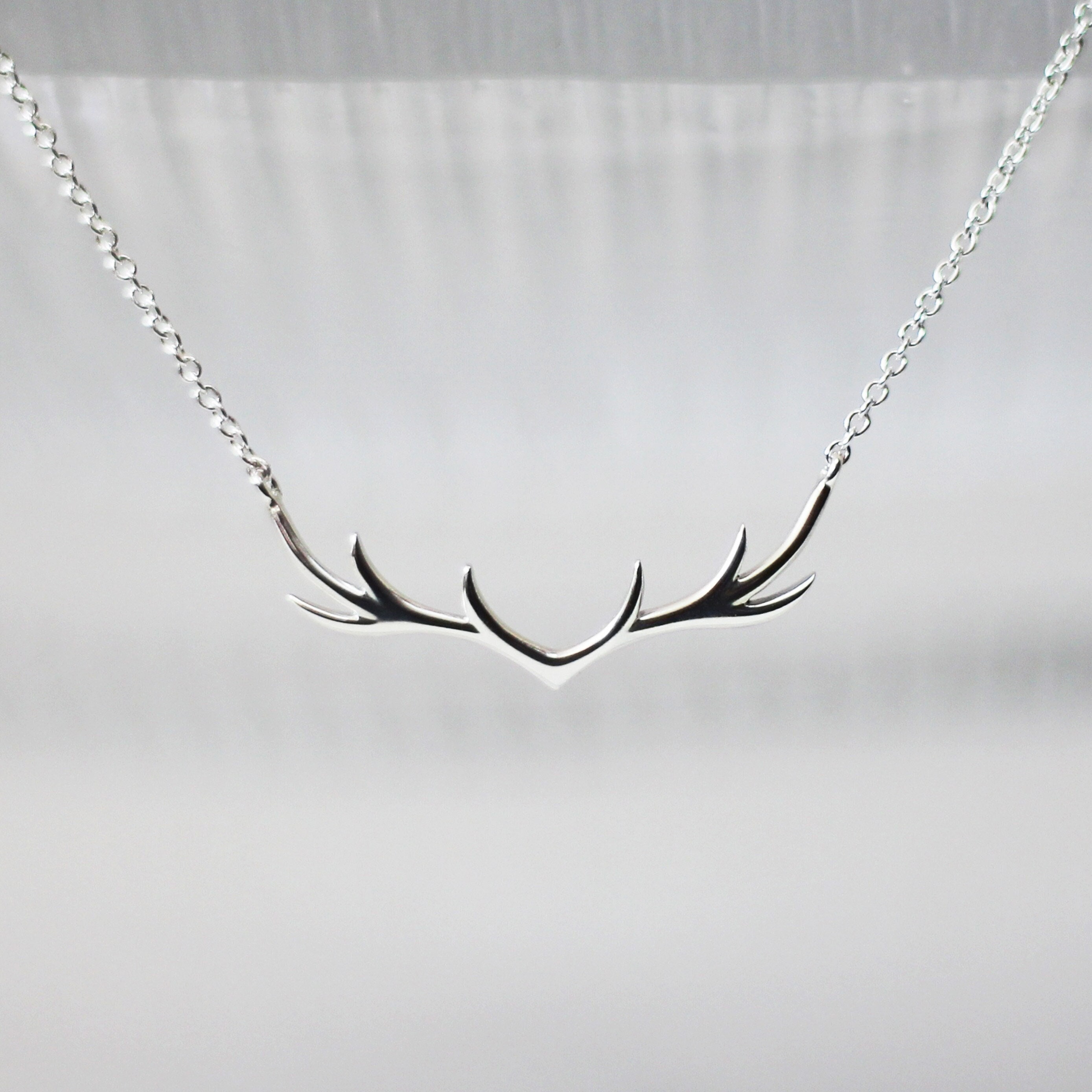My Deer Antler Minimal Necklace 925 Sterling Silver Chain Delicate Buck Horn Elegant Pendant Gift for Her Baby Shower Mother s Day Etsy