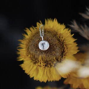 Shepherd&#39;s Purse Silver Necklace, 925 Sterling Silver, Pressed Flower Pendant, Little Heart Necklace, Summer Necklace