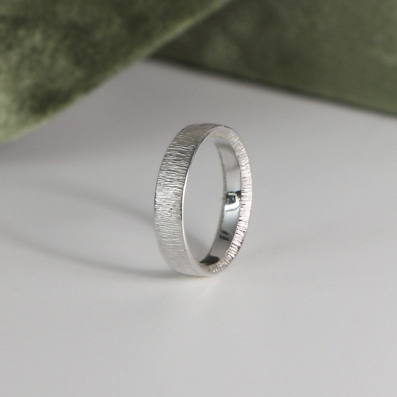 Sunshine Hammered 925 Silver Band, 5mm or 3mm, Custom Engraving, Handmade Sterling Silver Ring for Men, His and Hers Wedding Ring image 3