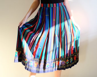 CHACOK Rainbow Striped Skirt Tiered Ruffled Asymmetrical Oshima Yellow Pink Green Orange Purple One Size 80s 90s French