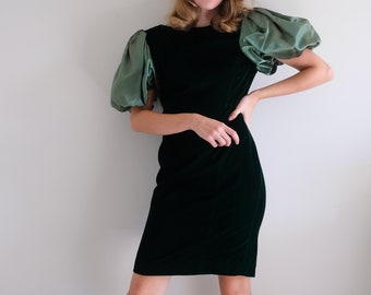 green velvet shift dress