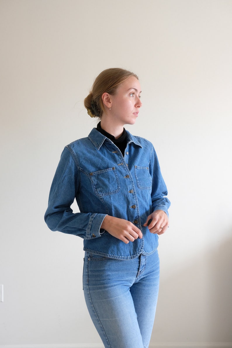 1990s Classic Jean Jacket Vintage Button Up Jean Jacket