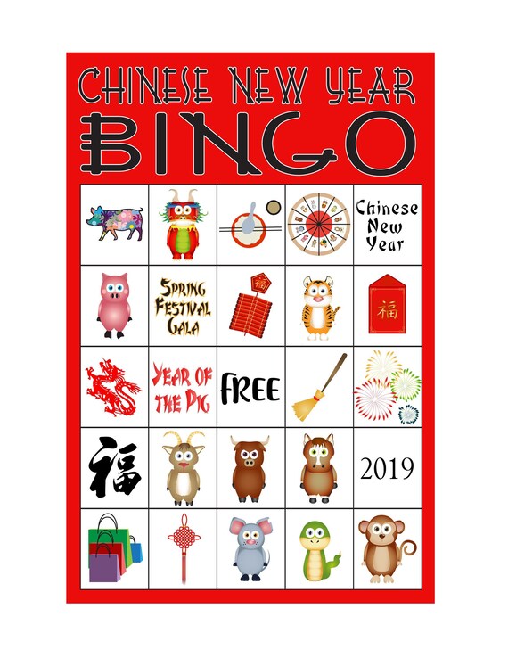 Chinese New Year Bingo 20 cards | Etsy
