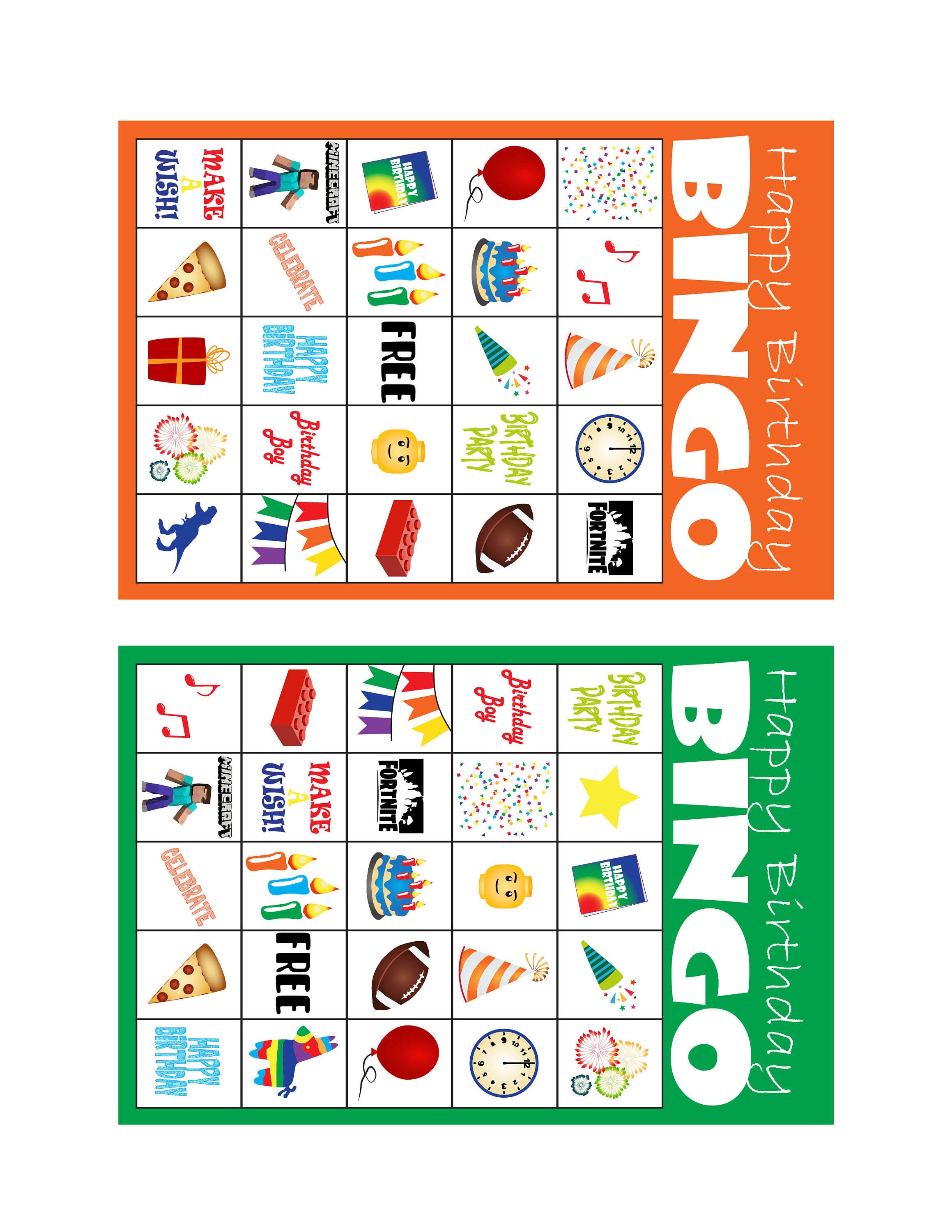Bingo de cumpleaños del niño - 20 tarjetas - Etsy México, image size:2318x3000