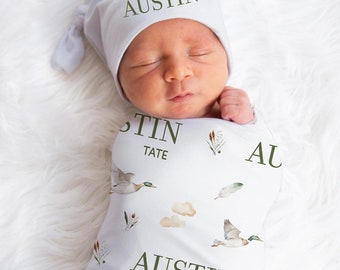 Mallard Duck Baby Swaddle, Duck Swaddle Baby Blanket, Personalized Swaddle Blanket, Custom Duck Hunter Baby Swaddle, Duck Hunting Photo Prop