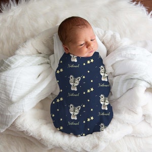 Personalized Night Wolf Baby Custom Name Swaddle Blanket Gift Idea, Wolf Name Baby Swaddle For Baby Boy, Baby Wolf And Star Swaddle Newborn