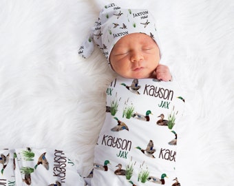Mallard Duck Baby Swaddle, Duck Swaddle Baby Blanket, Personalized Swaddle Blanket, Custom Duck Hunter Baby Swaddle, Duck Hunting Photo Prop