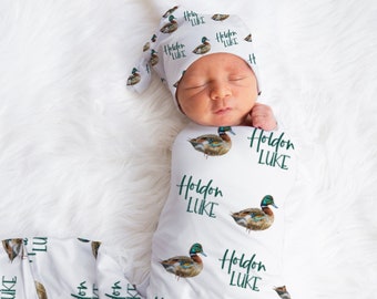 Mallard Duck Swaddle Blanket, Duck Swaddle Blanket, Personalized Mallard Swaddle, Custom Duck Hunter Baby Swaddle, Duck Hunting Photo Prop