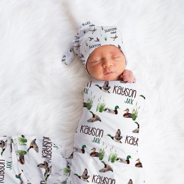 Mallard Duck Baby Swaddle, Duck Swaddle Baby Blanket, Personalized Swaddle Blanket, Custom Duck Hunter Baby Swaddle, Duck Hunting Photo Prop