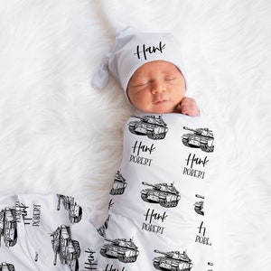 Personalized Military Tank Baby Boy Name Custom Swaddle Gift Idea For Baby, Army Baby Name Swaddle Blanket Photo Prop, Tank Newborn Boy Gift