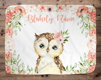 Owl Baby Nursery Personalized Baby Blanket Owl Baby Blanket Owl Blanket Owl Nursery Woodland Baby Nursery Woodland Baby Blanket