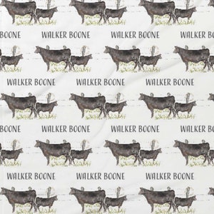 K&ouml;nnte beinhalten: Ein wei&szlig;er Hintergrund mit einem sich wiederholenden Muster aus schwarzen K&uuml;hen und dem Text "WALKER BOONE" und "BOONE".