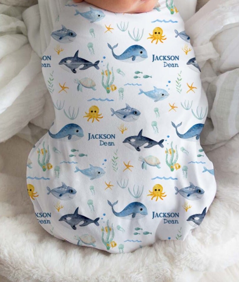 Customized Under the Sea Baby Boy Fish Swaddle Blanket Gift - Etsy