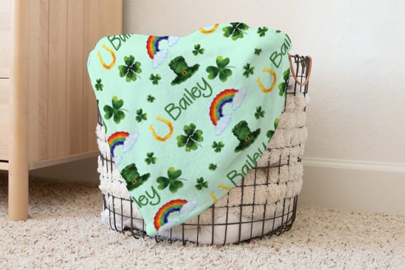 Personalized St Patrick's Day Pattern Blanket, Saint Patrick's Day Gift Idea, Irish Baby Blanket, St. Patrick's Day Baby Blankets, Holiday