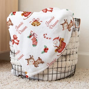 Personalized Baby Blanket, Baby Blanket, Name Blanket, Baby Gift, Christmas, Christmas Baby, Blanket , Girl Christmas, Happy Holidays, Girl