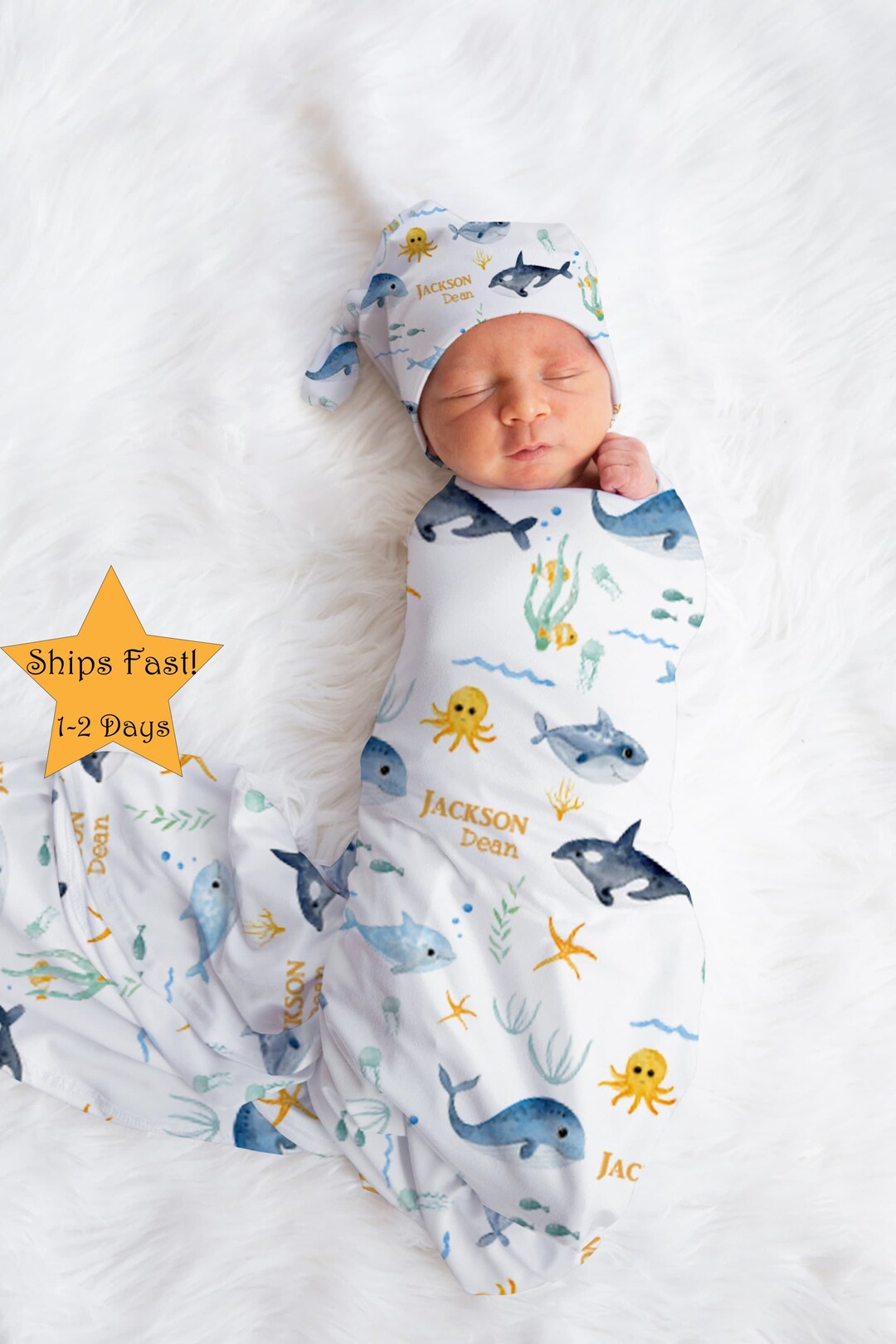 Customized Under the Sea Baby Boy Fish Swaddle Blanket Gift - Etsy
