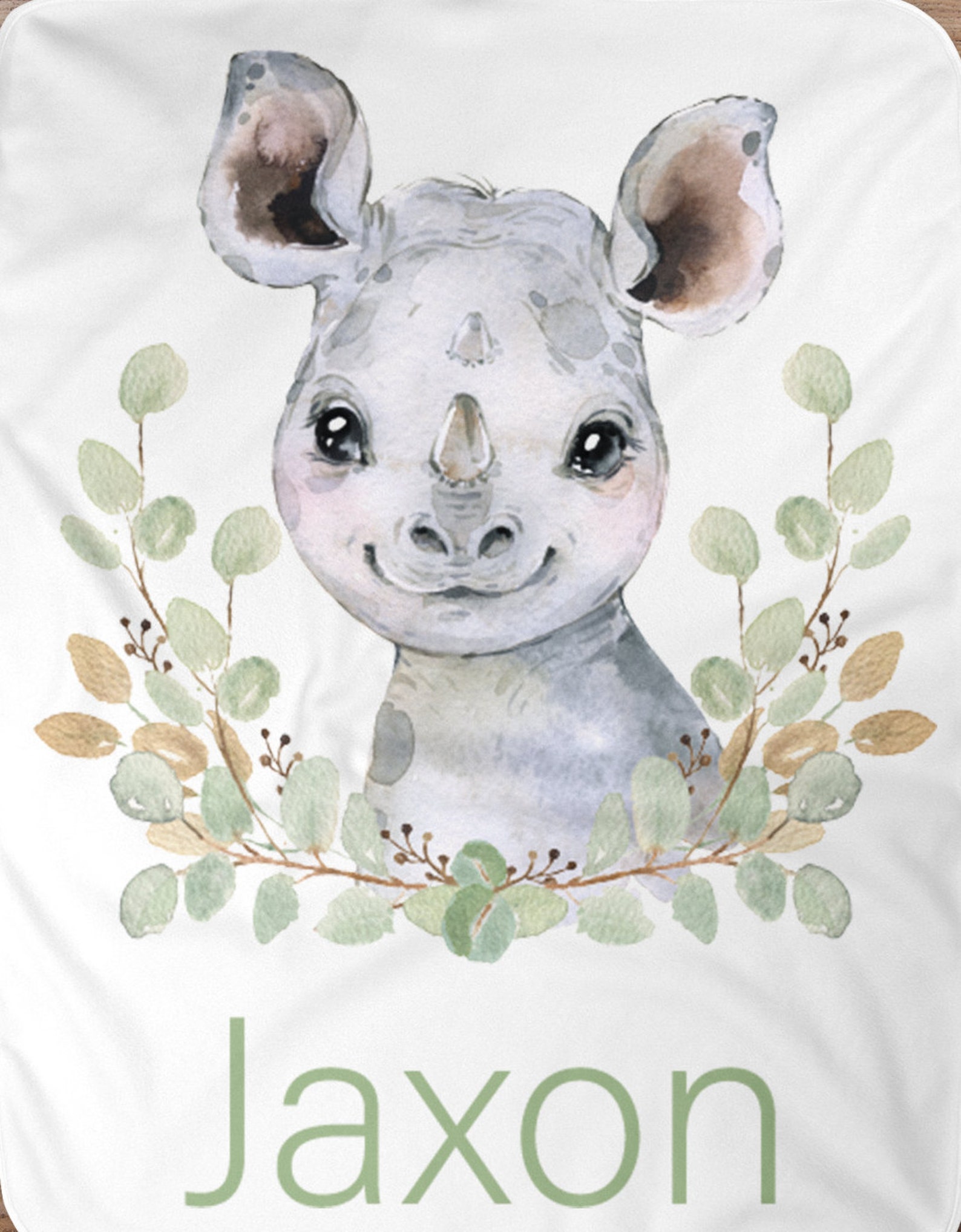 Rhino Custom Baby Blanket Baby Blanket Name Baby Blanket Etsy