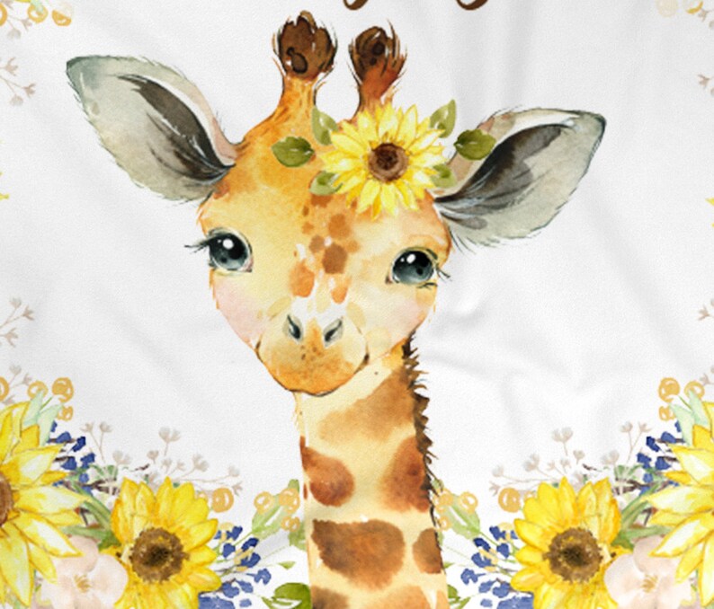 Giraffe Personalized Baby Girl Blanket Baby Blanket Name Etsy