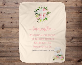 Customized Baby Girl Dedication Blanket Gift, Baby Baptism Gift Idea, Christian Baby Girl Blanket, Baby Dedication Gift Idea, Religious Baby