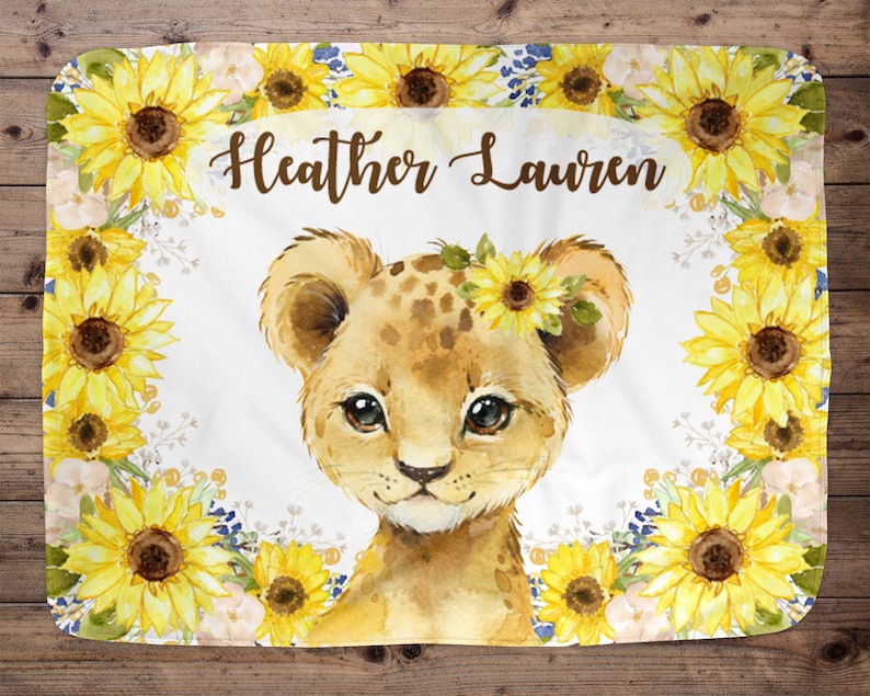 Lion Personalized Baby Girl Blanket Baby Blanket Name Baby Etsy