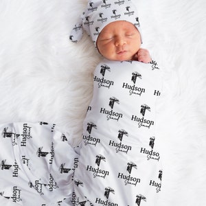 Personalized Lineman Silhouette Baby Boy Name Custom Swaddle Gift Idea For Baby Boy, Baby Black Name Swaddle Blanket Photo Prop, Newborn Boy