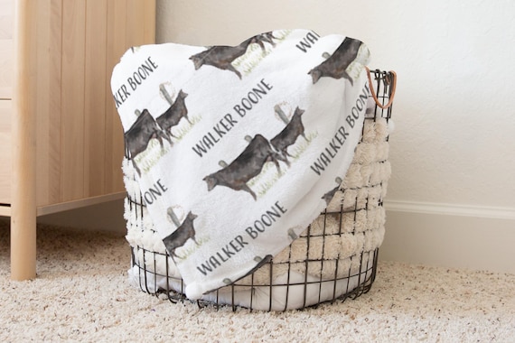 Personalized Angus Cow Boy Western Blanket, Baby Blanket, Name Baby Blanket, Baby Gift, Baby, Angus Cow Blanket, Toddler Cowboy Name Blanket