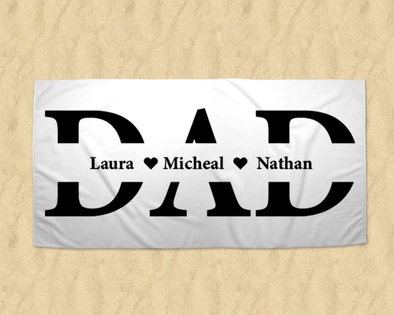 Personalized Dad Beach Towel Fathers Day Towel Fathers Day Etsy