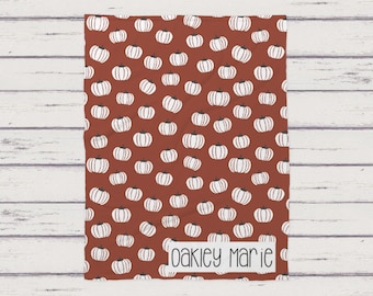 Personalized Fall Pumpkin Baby Blanket, Baby Blanket, Name Blanket, Fall Baby Gift, Fall Pumpkin Blanket, Blanket Girl, Girl Fall, Autumn