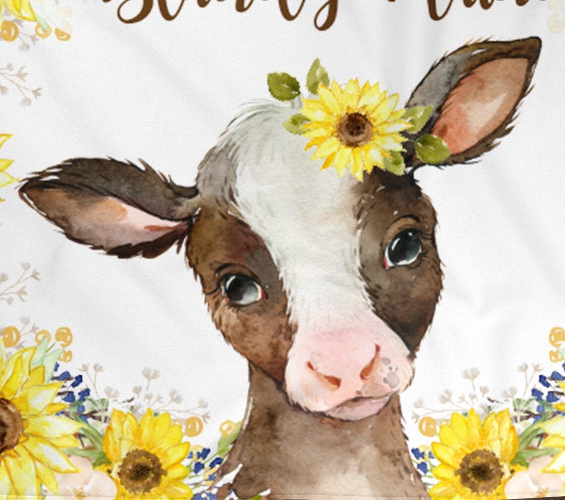 Cow Personalized Baby Girl Blanket Baby Blanket Name Baby Etsy