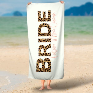 Personalized Bride Name Beach Towel, Mrs. Vacation Gift Idea, Summer Wedding, Maid of Honor, Bridesmaid Idea, Wife Towel, Her Marriage Gift