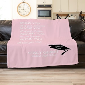 Personalized Graduation Name Blanket Gift For Her, Graduation Gift, Custom High School Grad Gift, Personalized College Graduate Blanket Gift