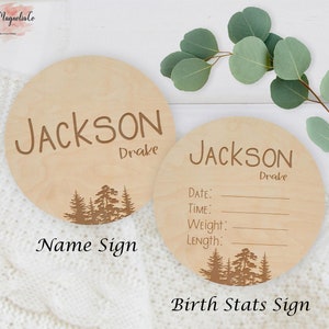 Personalized Woodland Newborn Birth Stats Sign, Birth Announcement Sign, Birth Sign, Custom Birth Sign, Personalized Birth Announcement Sign