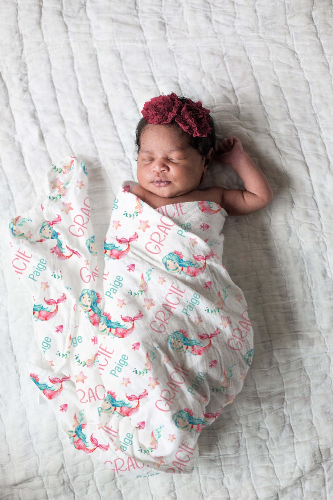 Customized Under the Sea Mermaid Baby Girl Fairytale Swaddle Blanket ...