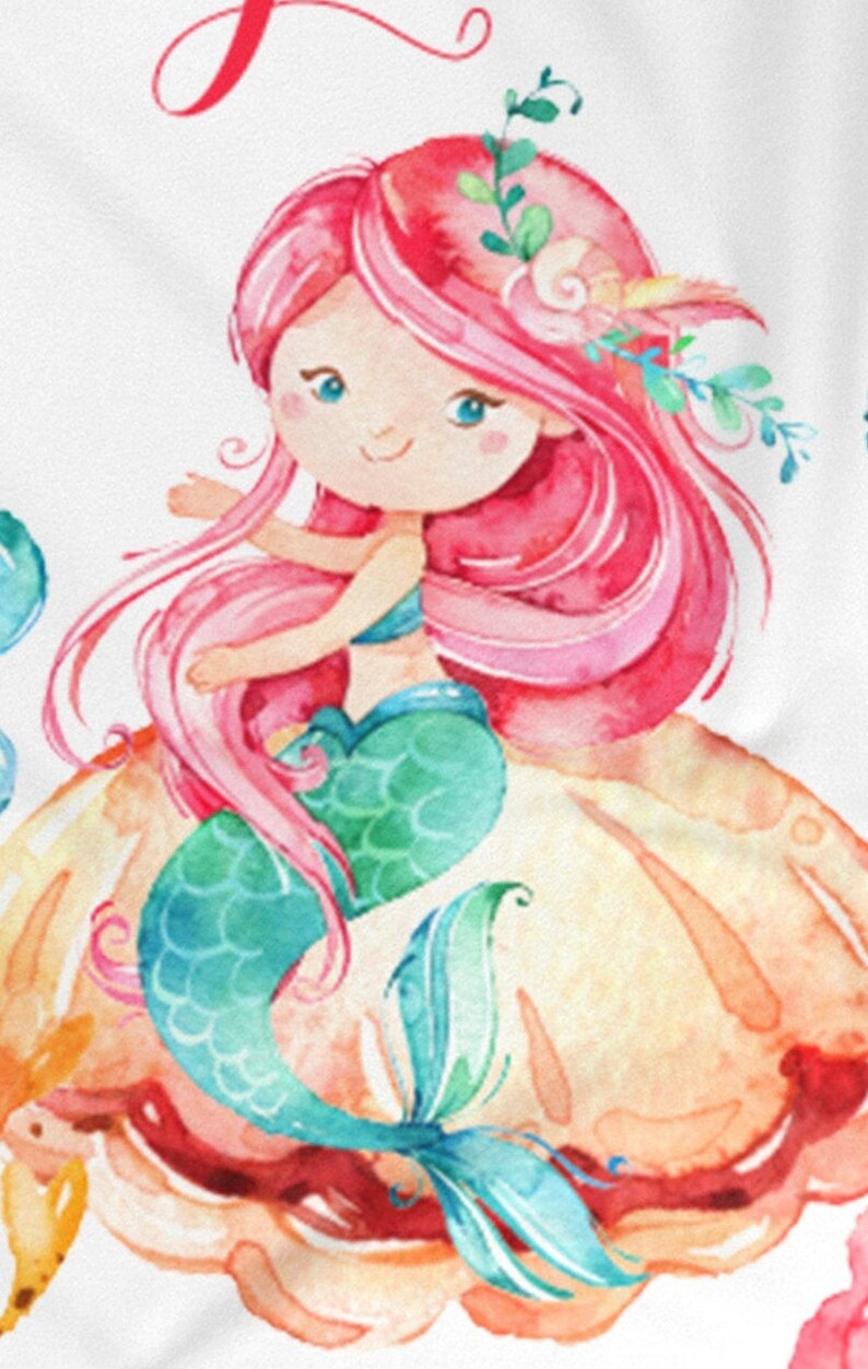 Mermaid Personalized Baby Blanket Baby Blanket Name Baby Etsy
