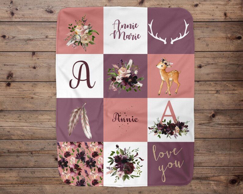 Deer Personalized Baby Blanket Baby Blanket Name Baby Etsy