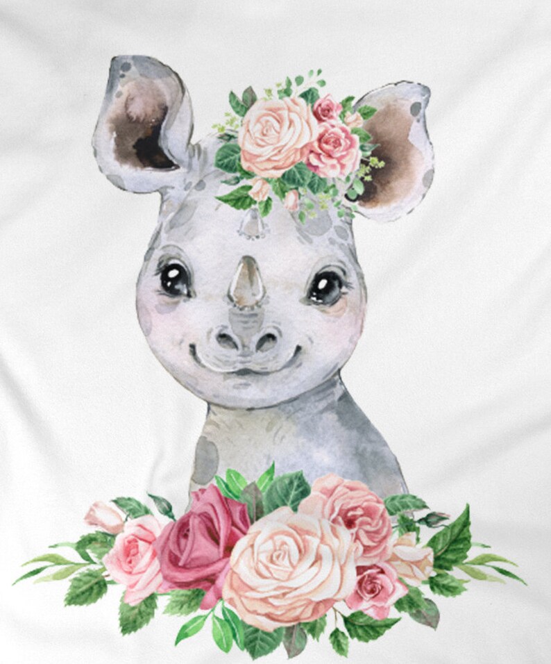Rhino Personalized Baby Girl Blanket Baby Blanket Name Baby Etsy
