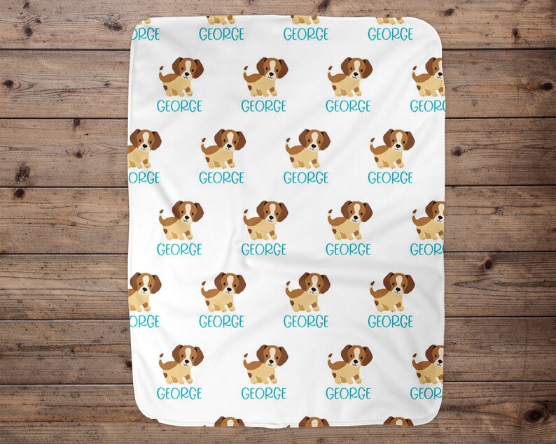 Custom Puppy Baby Blanket Baby Blanket Name Baby Blanket Etsy