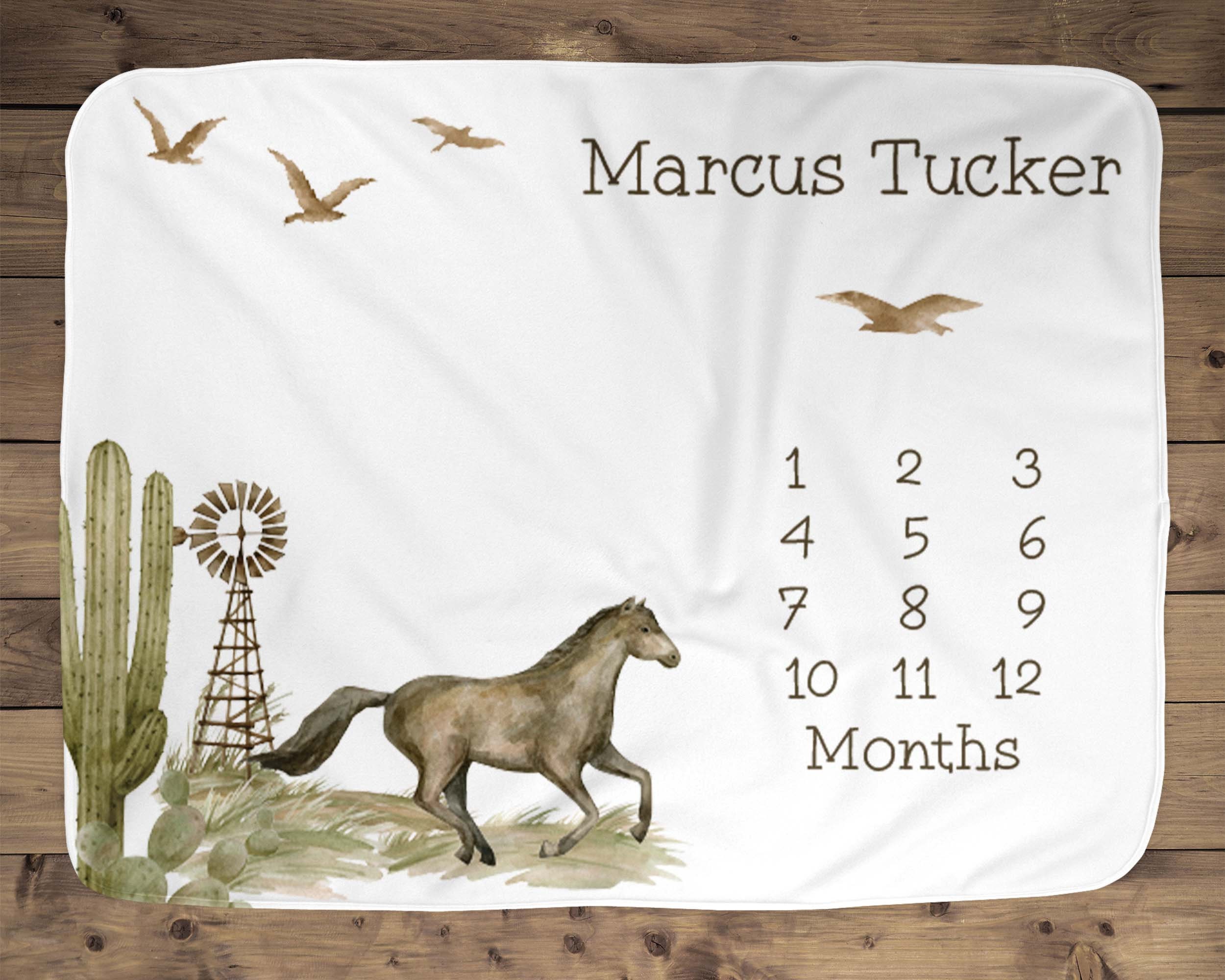 Custom Western Horse and Cactus Age Name Milestone Baby - Etsy Custom Western Horse and Cactus Age Name Milestone Baby - Etsy